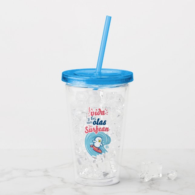 Acrylic Vase: Life and lonely surfers Acrylic Tumbler (Back Ice)
