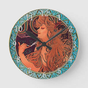 Acrylic Wall Clock Art Nouveau Alphonse Mucha 9