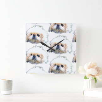 Acrylic Wall Clock, Marcus the Pekingese Square Wall Clock