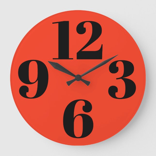 Acrylic Wall Clock Orange Background Large Number (Front)