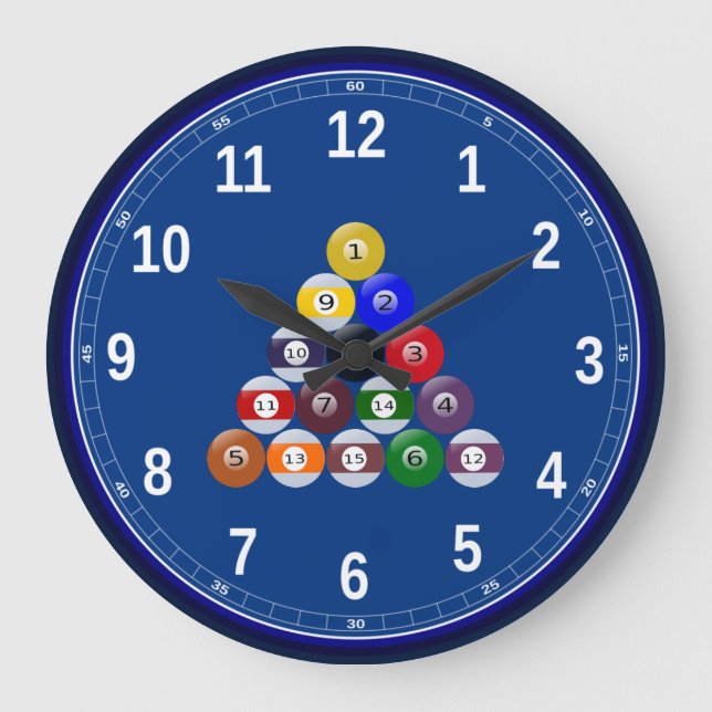 Acrylic Wall Clock Pool Racked Balls (Front)