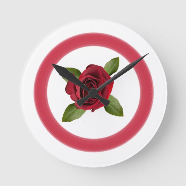 Acrylic Wall Clock Red Rose (Front)