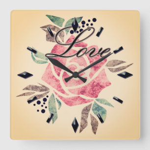 Acrylic Wall Clock Romantic mosaic textured pink r