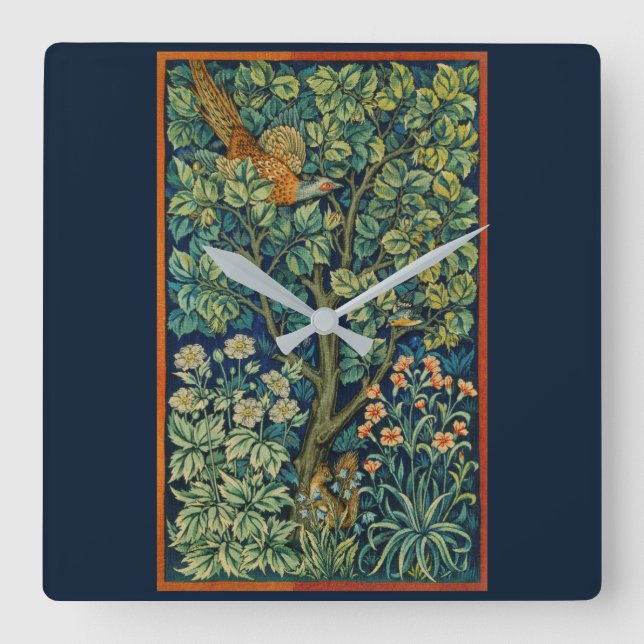 ACRYLIC WALLCLOCK : WILLIAM MORRIS : PHEASANT (Front)