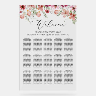 Acrylic Watercolor 15 Tables Wedding Seating Chart