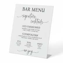 Acrylic Wedding Bar Menu Sign
