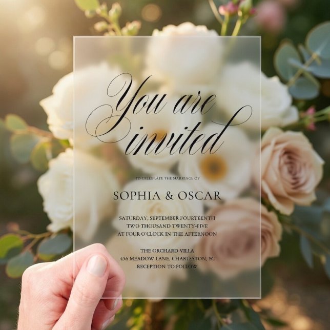 Acrylic Wedding Elegant Script Calligraphy Invitations (Creator Uploaded)