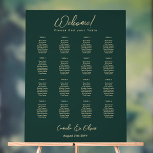ACRYLIC WEDDING Green Gold SEATING TABLE CHART