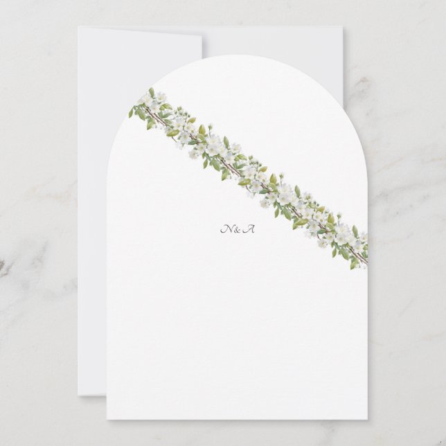 Acrylic Wedding Greenery And Flowers Invitation (Back)