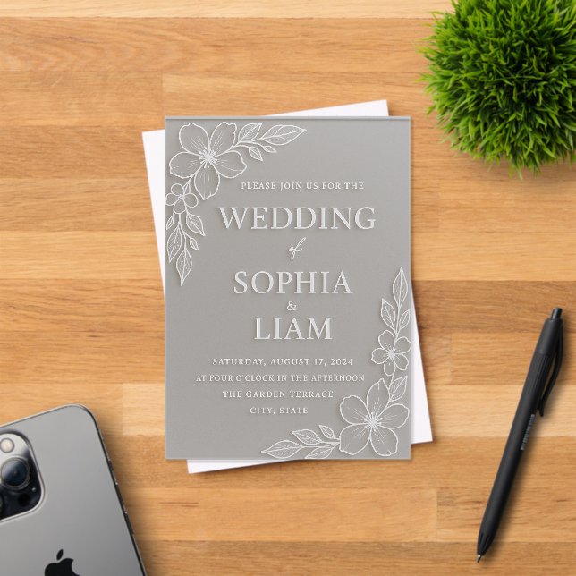 Acrylic Wedding Invitation - Floral (Insitu (Invitation Card))