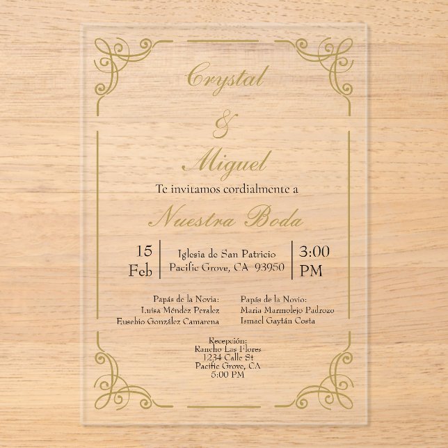 Acrylic wedding  invitations (Front)