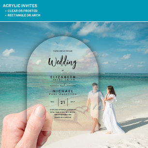 ACRYLIC Wedding Invite Tropical Beach Sunset Ocean Acrylic Invitations