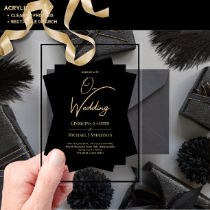 ACRYLIC Wedding Invites BLACK GOLD Unique Modern  Acrylic Invitations