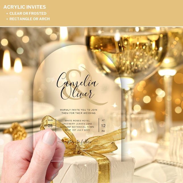 ACRYLIC Wedding Invites BLACK TEXT Bold Initials Acrylic Invitations (Creator Uploaded)