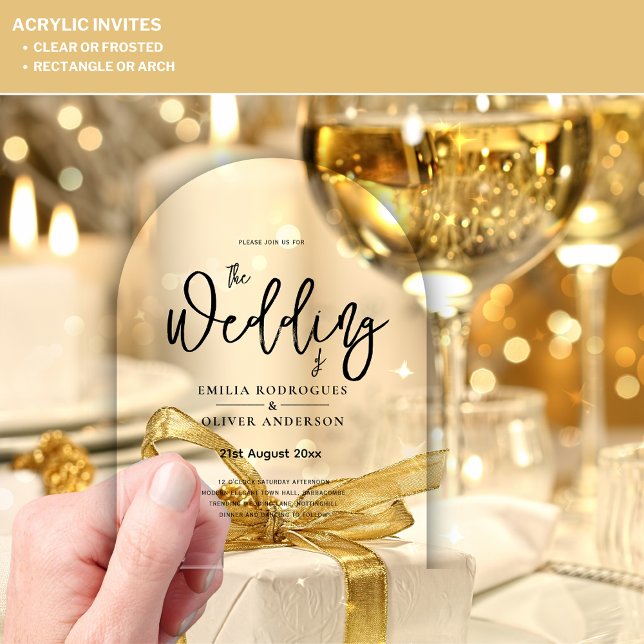ACRYLIC Wedding Invites BLACK TEXT Bold Initials Acrylic Invitations (Creator Uploaded)