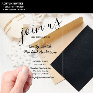 ACRYLIC Wedding Invites BLACK TEXT Bold Initials Acrylic Invitations