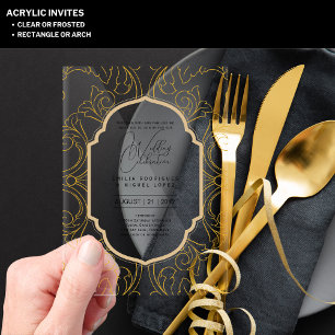 ACRYLIC Wedding Invites BLACK TEXT Bold Initials Acrylic Invitations