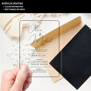 ACRYLIC Wedding Invites BLACK TEXT Bold Initials Acrylic Invitations