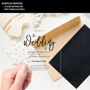 ACRYLIC Wedding Invites BLACK TEXT Bold Initials Acrylic Invitations