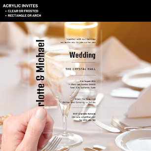 ACRYLIC Wedding Invites BLACK TEXT Bold Modern  Acrylic Invitations