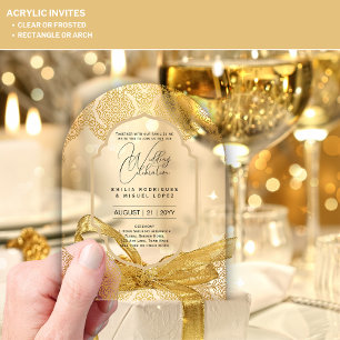 ACRYLIC Wedding Invites GOLD Ornate Elegant Fancy Acrylic Invitations