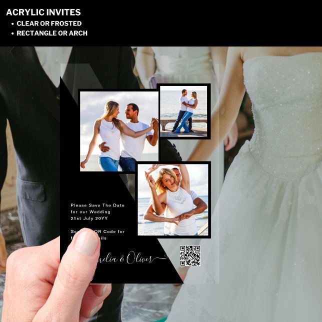 ACRYLIC Wedding Invites PHOTO Qr Code RSVP Acrylic Invitations (Creator Uploaded)