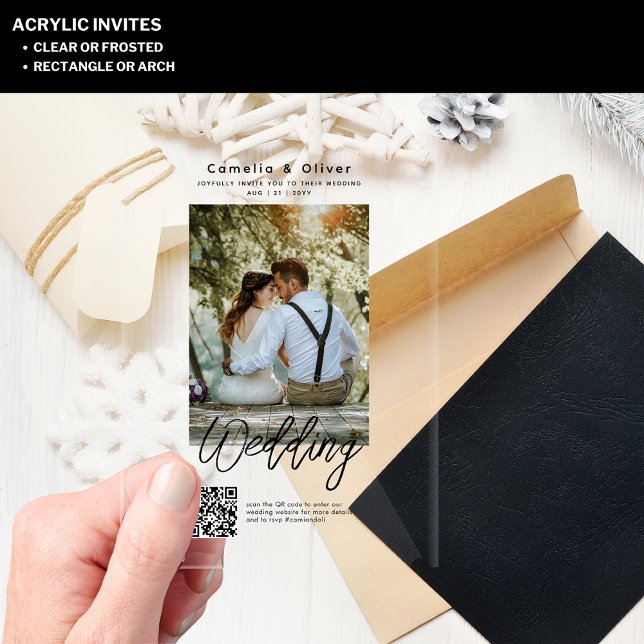 ACRYLIC Wedding Invites PHOTO Qr Code RSVP Acrylic Invitations (Creator Uploaded)