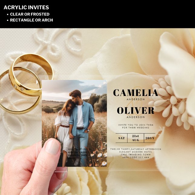 ACRYLIC Wedding Invites PHOTO Qr Code RSVP Invitations (Creator Uploaded)
