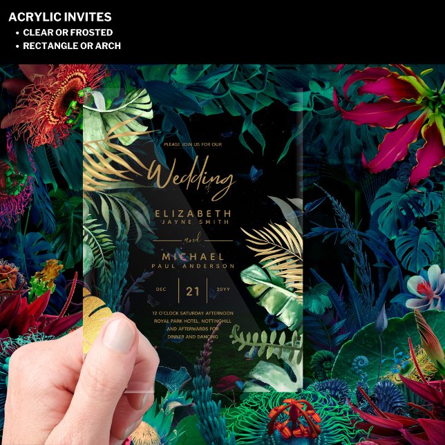 ACRYLIC Wedding Invites Tropical Gold Leaf Beach Acrylic Invitations (Creator Uploaded)