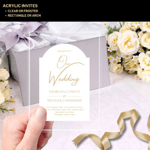 ACRYLIC Wedding Invites WHITE GOLD Unique Modern Acrylic Invitations