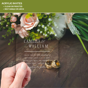 ACRYLIC Wedding Invites WHITE TEXT Bold Initials Acrylic Invitations