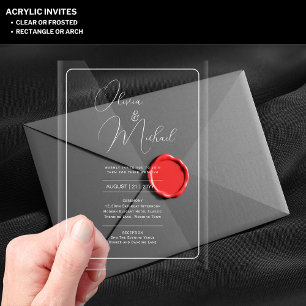 ACRYLIC Wedding Invites WHITE TEXT Bold Initials Acrylic Invitations
