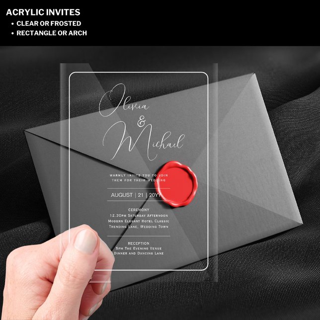 ACRYLIC Wedding Invites WHITE TEXT Bold Initials Acrylic Invitations (Creator Uploaded)