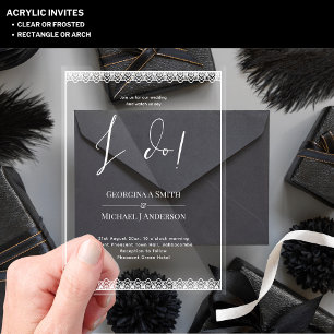 ACRYLIC Wedding Invites WHITE TEXT Lace Modern  Acrylic Invitations