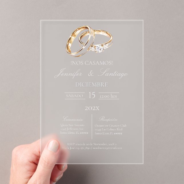Acrylic wedding ring spanish invitations (Insitu (Handheld))