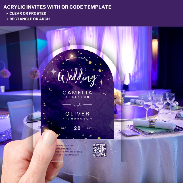 ACRYLIC WEDDING Starry Night Sky QR Code RSVP Acrylic Invitations (Creator Uploaded)