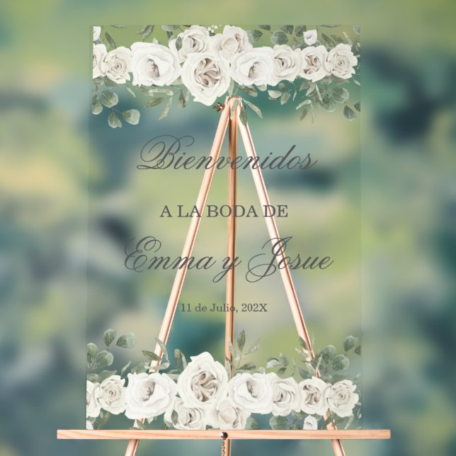 Acrylic Wedding Welcome sign in Spanish (Neutral)