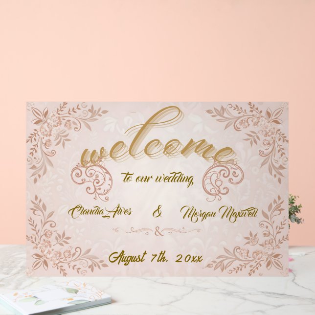  Acrylic Wedding Welcome Sign with Floral D (Wedding)