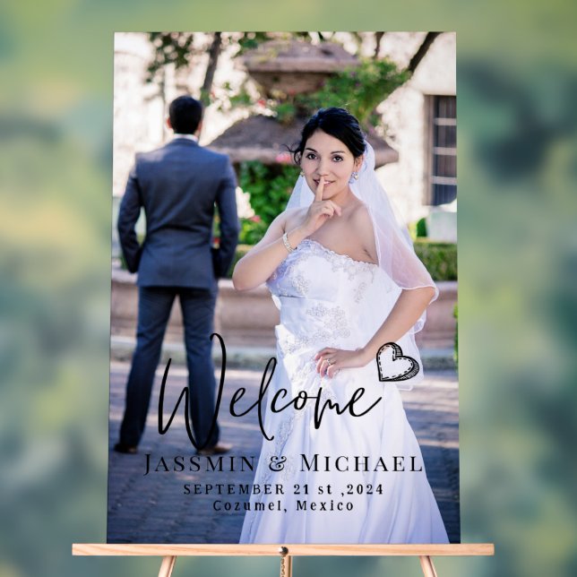 Acrylic Wedding Welcome Sign With Photo (Neutral)