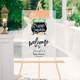 Acrylic Welcome Sign   Peach Halloween Baby Shower