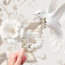 Acrylic White Hummingbird Wedding Invitation