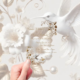 Acrylic White Hummingbird Wedding Invitation