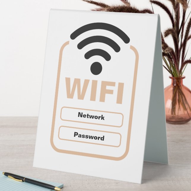 Acrylic WiFi Network and Password Display Stand (In SItu (Table))