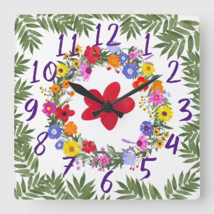 Acrylic Wild Flowers Wall Clock