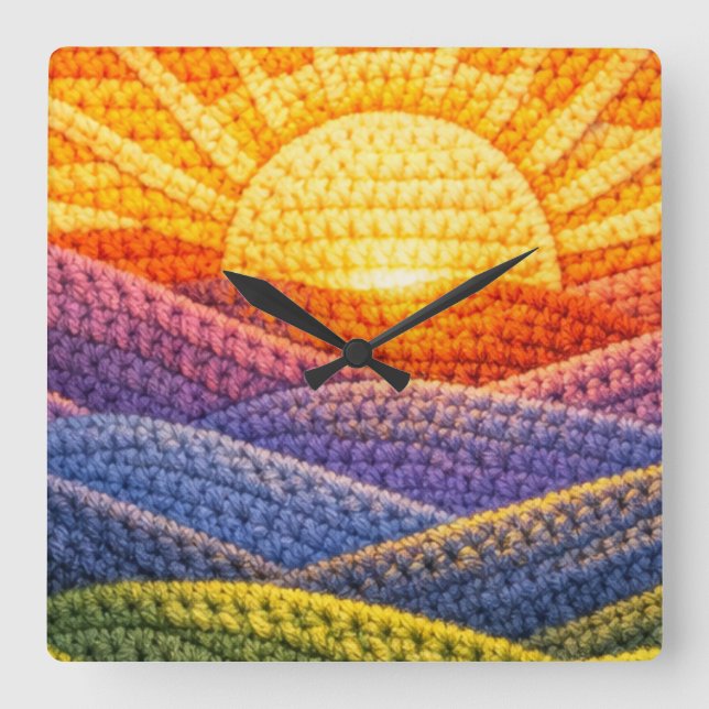 Acrylic wool square wall clock (Front)