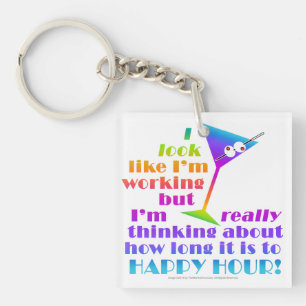AcrylicCocktail Keychains - How Long to Happy Hour