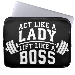 Act Like A Lady, Lift Like A Boss, Women's Fitness Laptop Sleeve
