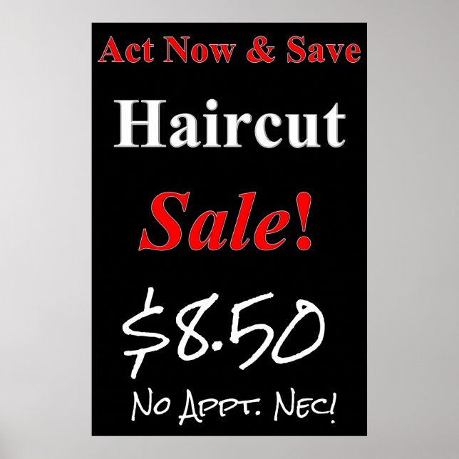 Act Now & Save Haircut Sale Beauty Salon Poster (Front)