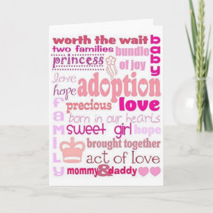 ACT OF LOVE=BABY GIRL ADOPTION=CONGRATULATIONS CARD