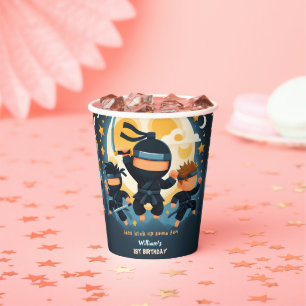 Act War Fight Boy Moon Ninja Warrior 1st Birthday Paper Cups